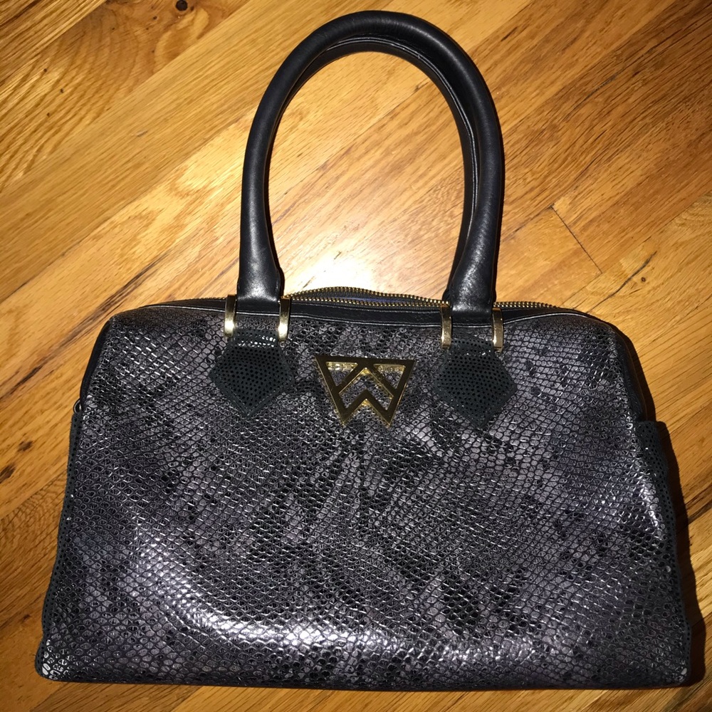 Kelly Wynne Black Snakeskin Handbag